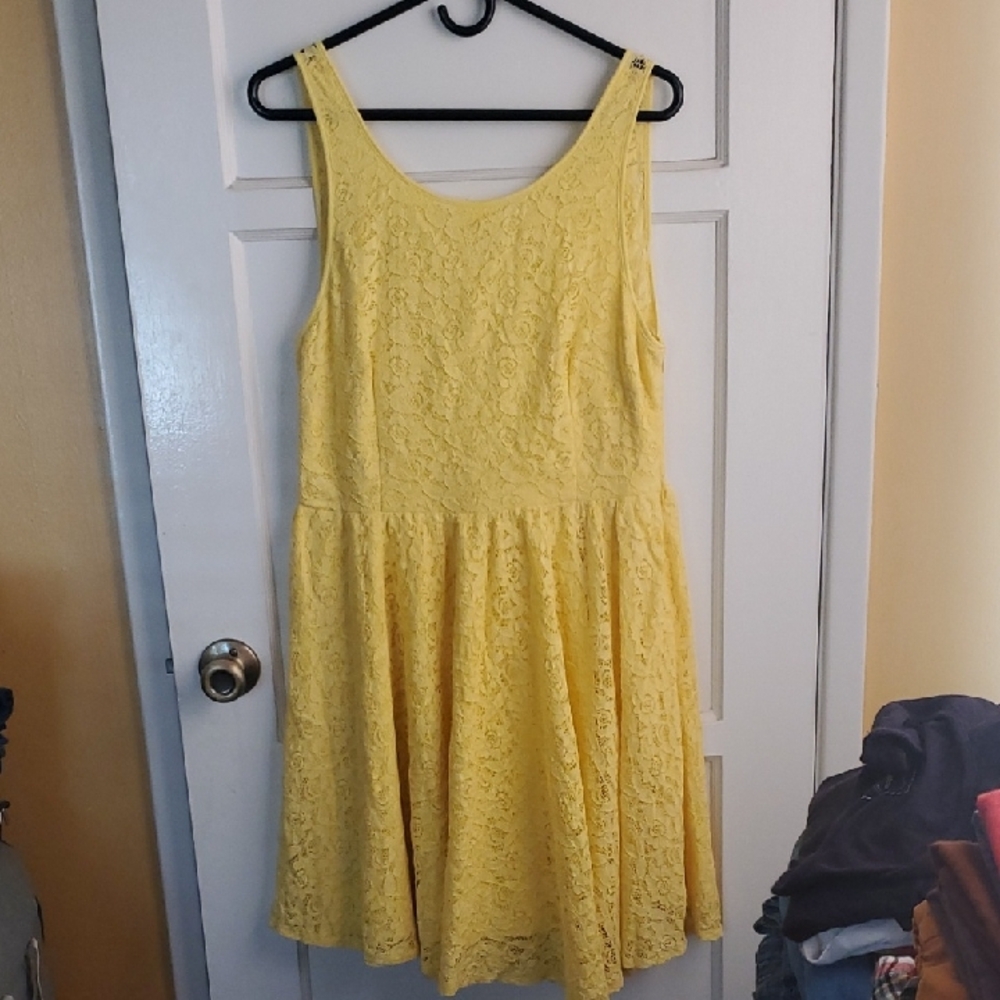 Pins & Needles Lemon Lace Mini Dress
